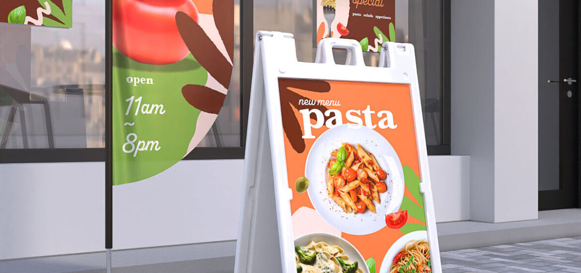 Restaurant storefront signages